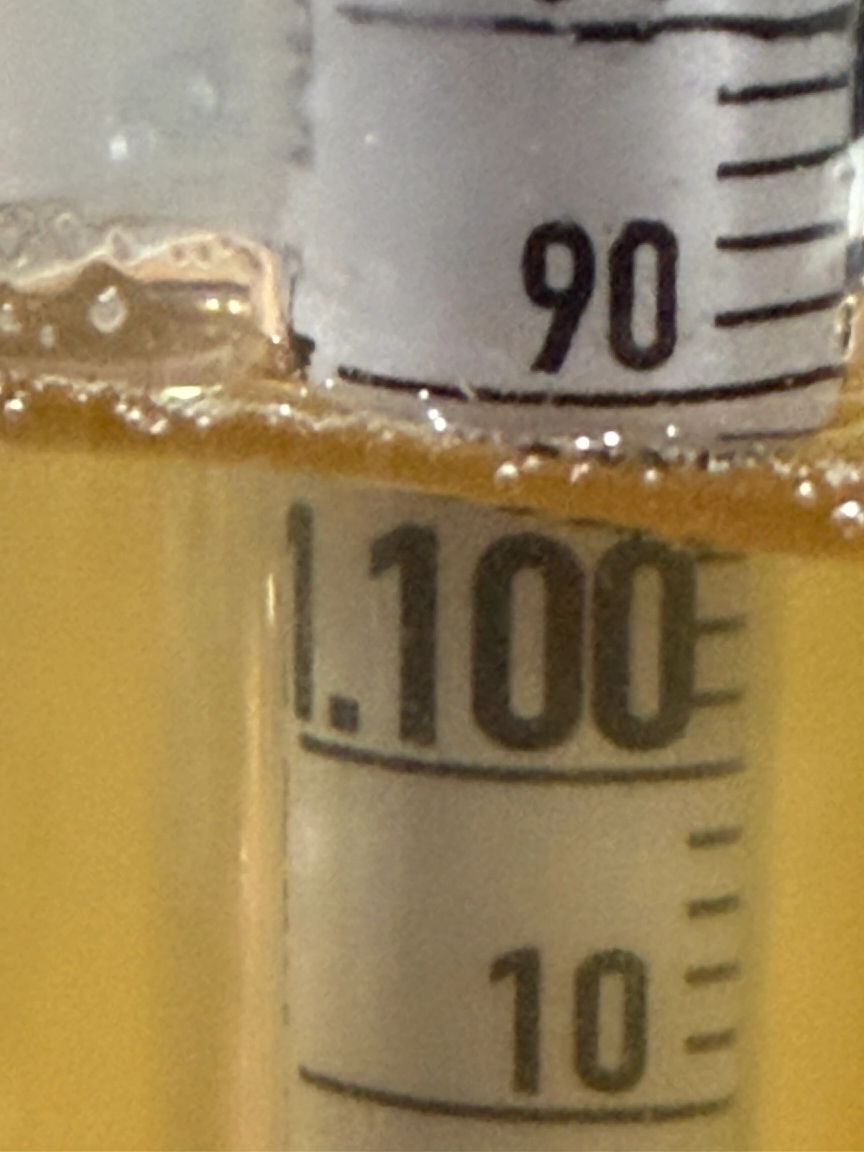 The brew-day reading, right around 1.090